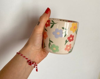 Linda taza de cerámica con flores de primavera-350 ml