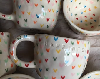 multicolor hearts handmade ceramic mug-350 ml