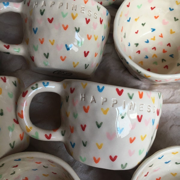 multicolor hearts handmade ceramic mug-350 ml