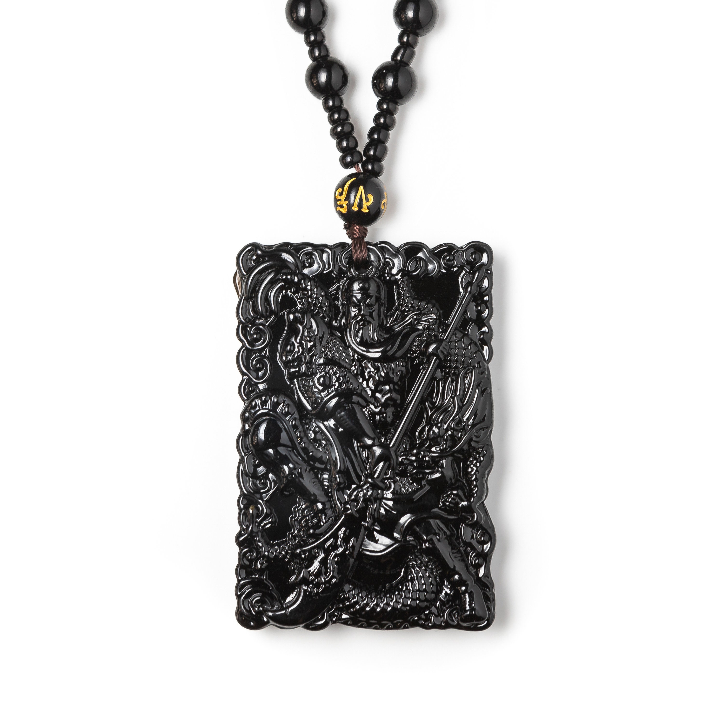 Pendentif double dragon en obsidienne oeil celeste – obsidian dragons