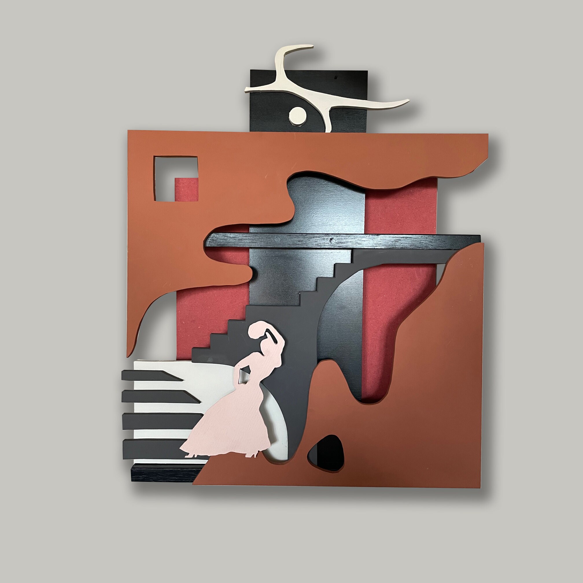 Sculpture Murale en Bois Contemporaine