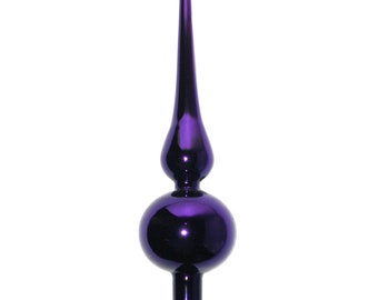 Purple glossy 23 cm glass tree topper plain (1)
