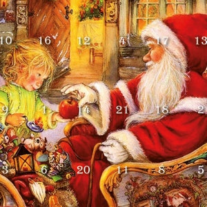 Mini-Adventskalender - Weihnachtsmann mit Mädchen mit 8 Glas-Figuren, 8 Unikugeln aus Glas, 8 Glas-Formen 3cm