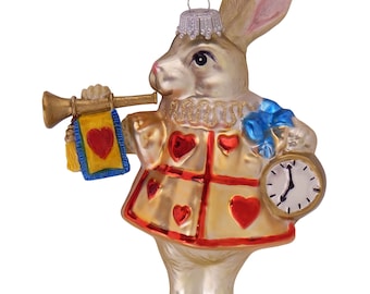 Rabbit from Alice in Wonderland 14 cm, glass ornament, mouth-blown and hand-decorated
