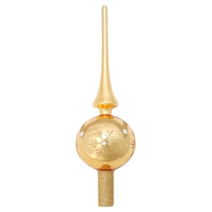 Gold gloss 28 cm designer tree topper made of glass, mouth-blown and hand-decorated