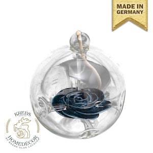 Glas-Öllampe mit schwarzer Porzellanrose
