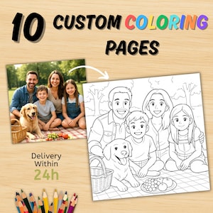 Custom Photo Coloring Book: Personalized Kids Activity Pages (Digital Download, 10 Pages)