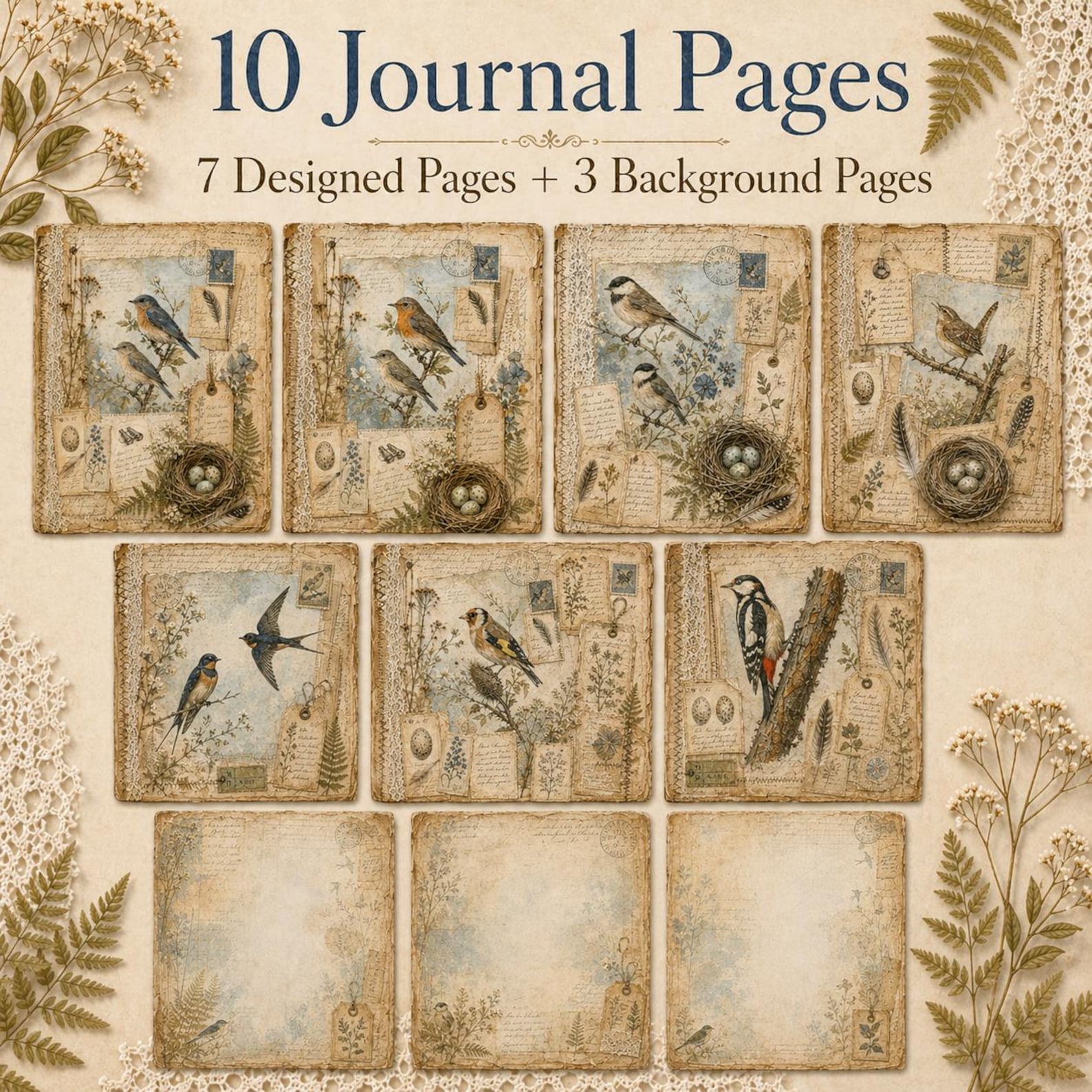 Bird Watching Junk Journal Kit Printable Ephemera, Vintage Scrapbook ...