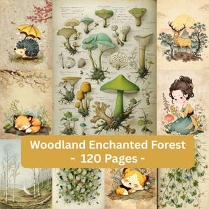Woodland Enchanted Forest Digital Paper Bundle, Rustic Nature Scrapbook Backgrounds, Cottagecore Printable Papers