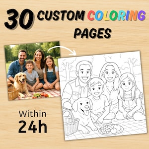 Custom Photo Coloring Book: 30 Personalized Pages (Digital Download)