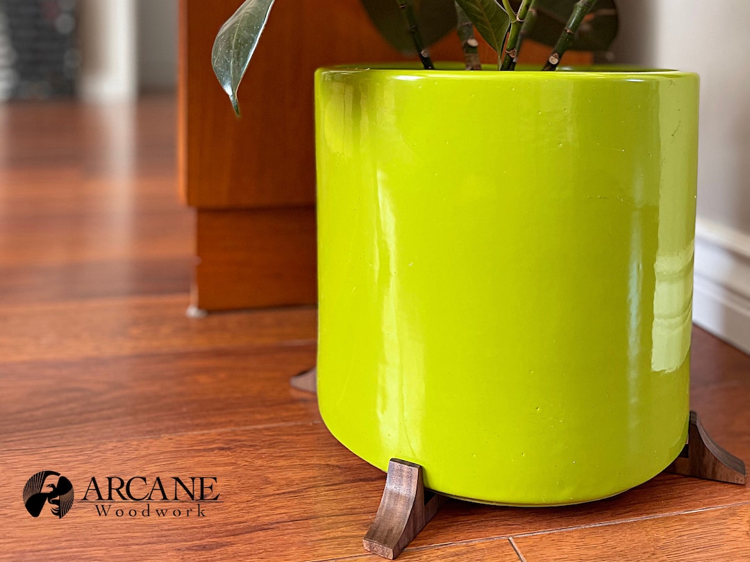 Modern Walnut Plant Pot Risers set of 4 Midcentury, Housewarming Gift