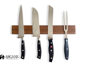 Modern Walnut Magnetic Knife Rack (Mid-Century, Housewarming, anniversary, Modern Kitchen)