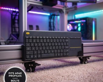 Soporte para teclado de simulación de carreras – Estructura de perfil de aluminio 4040 – Compatible con Logitech K400 y K400 Plus