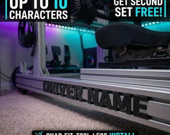 Placa de identificación personalizada para simuladores de carreras, letras impresas en 3D de ajuste a presión para chasis de perfil de aluminio.