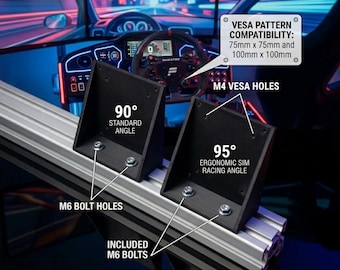 Soporte VESA para monitor con perfil de aluminio 4040 para cabina de simulación de carreras - 75x75 100x100 - Ángulo ergonómico de 90 o 95 grados - Hardware para equipos de juego