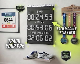 Modular Running Cycling PR Tracker Display | Personal Record Wall Display