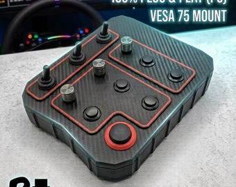 Sim Racing Button Box for PC | All-in-One USB Controller | Analog Joystick | Plug & Play | VESA Mount