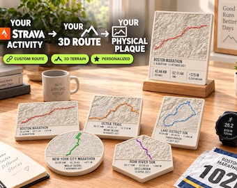Custom 3D Running Route Plaque | Personalized Strava Terrain Map | Marathon & Cycling Keepsake