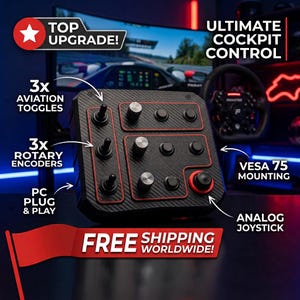 Painel de botões para simulação de corrida com joystick | Estilo fibra de carbono | Montagem VESA 75 para PC Sim Rig