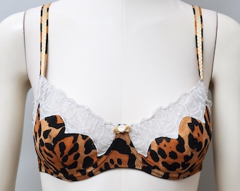 Christian Dior white lace leopard print bra - B cup