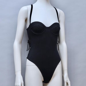 Black lace up swimming costume best sale