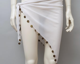 1980s / early 1990s Luciano Soprani white mesh bronze coin pareo