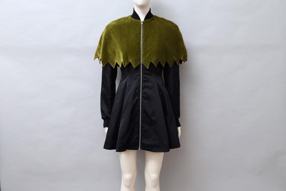 1990s Aquagirl by Fayçal Amor green velvet capelet coat