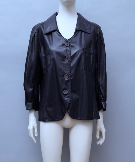 2000s Nina Ricci by Olivier Theyskens Dark Violet Lamb Leather 