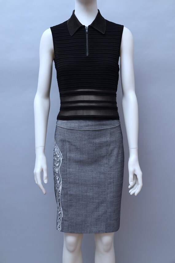 1990s Marina Spadafora black striped sleeveless k… - image 3