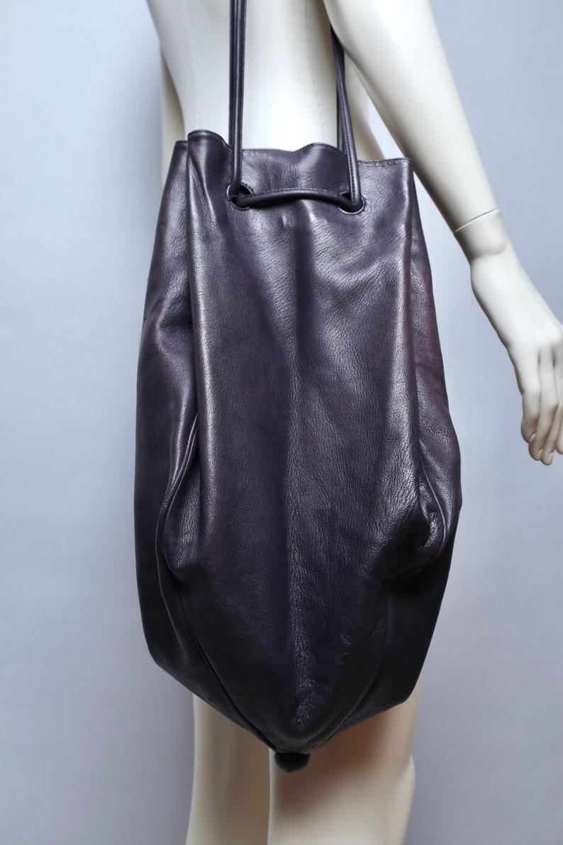 1990s Romeo Gigli Purple Leather Drawstring Bucket Bag - Etsy