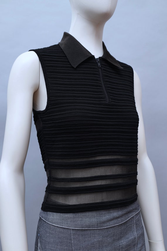 1990s Marina Spadafora black striped sleeveless k… - image 4