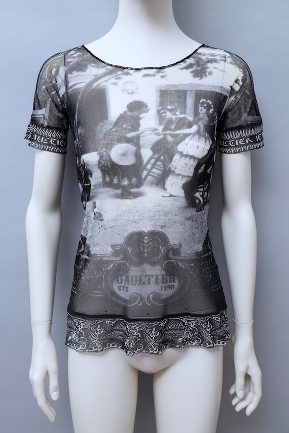 S/S 1998 Jean Paul Gaultier Black and White Photograph Mesh