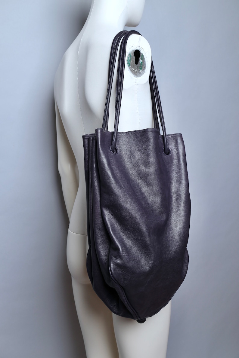 1990s Romeo Gigli Purple Leather Drawstring Bucket Bag - Etsy