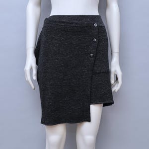 Rare 1980s Issey Miyake All Style Co. grey asymmetrical wrap knit skirt - small / medium