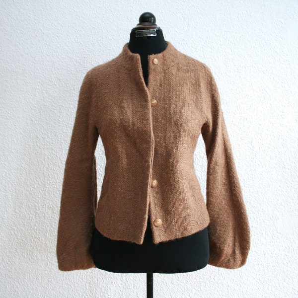 2000s Dries Van Noten tan mohair wool blend jacket - medium