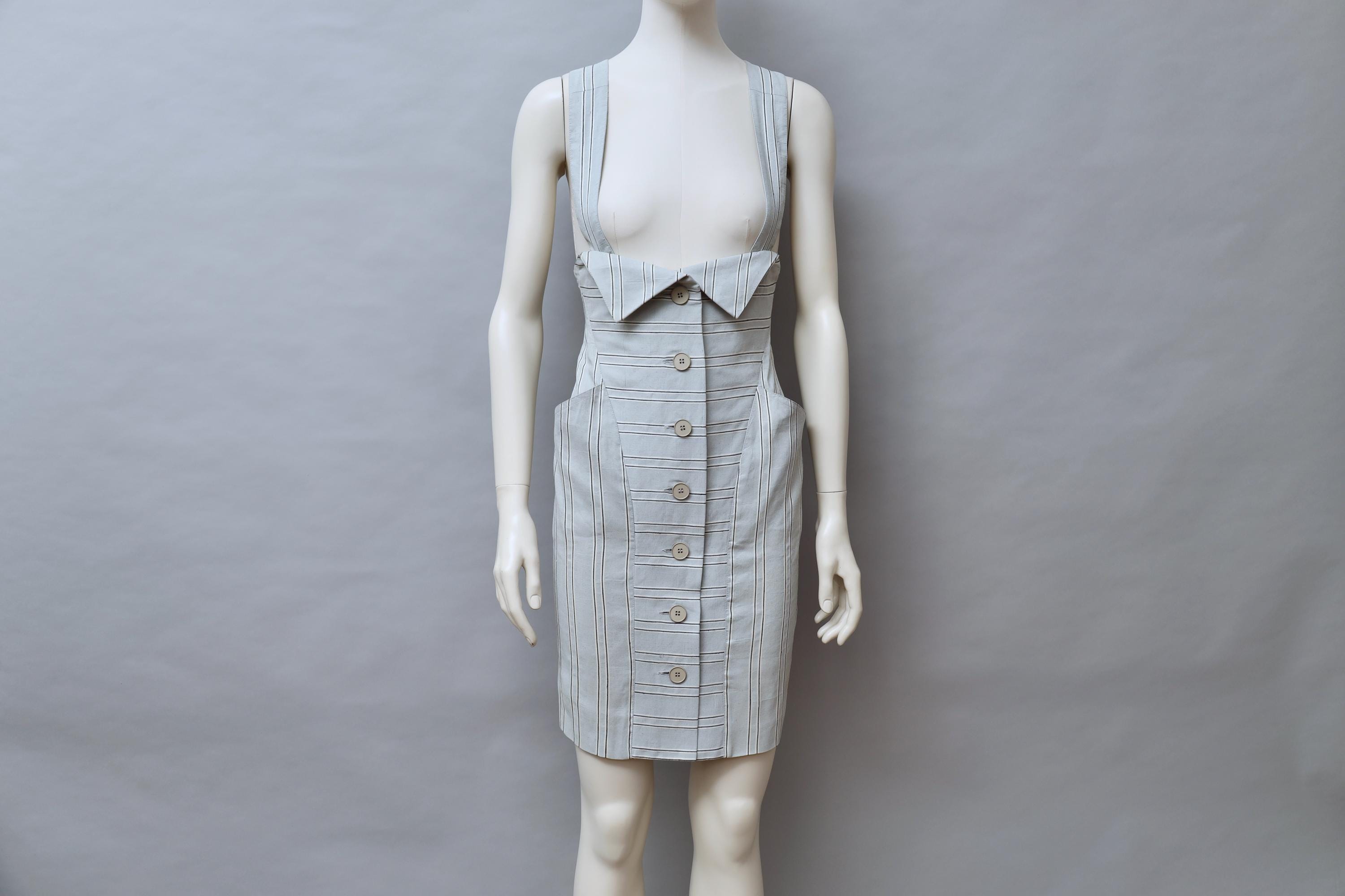 1980s J. Francois Charles Piero Panchetti Light Blue Striped
