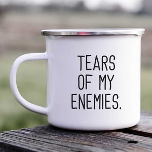 Kubek konserwatywny Tears of My Enemies - 11 uncji. Biały, nietoksyczny kubek kempingowy ze stali nierdzewnej dla mężczyzn, ojców, dziadków lub wujków