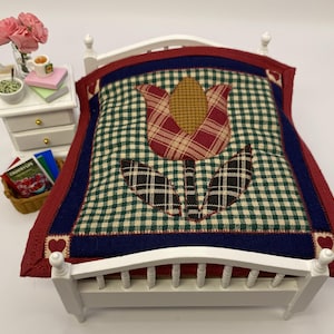 Homemade Dollhouse Patchwork Quilt Size 1:12 Mini Quilt, MUG RUG