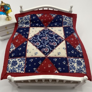 Homemade Dollhouse Patchwork Quilt Size 1:12 Mini Quilt, MUG RUG