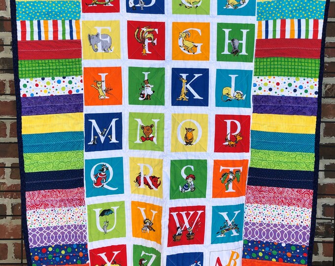 Dr. Seuss ABC Quilt Kid Size Children's Quilt Baby Blanket Play Blanket Receiving Blanket