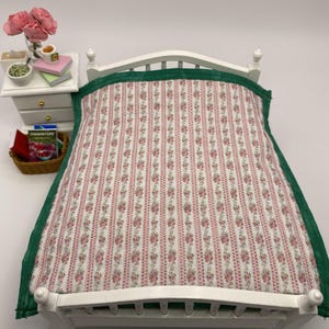 Homemade Dollhouse Patchwork Quilt Size 1:12 Mini Quilt, MUG RUG, top fabric imported from Verona, Italy!