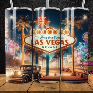 Las Vegas Tumbler Sublimation Design: 20oz Skinny Tumbler Wrap (Digital Download)