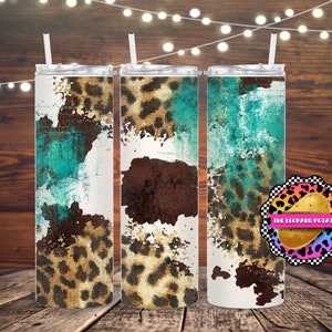 Cowhide Leopard Print tumbler design- 20oz Skinny Tumbler Sublimation Design- Tumbler Wrap- Digital Download- PNG