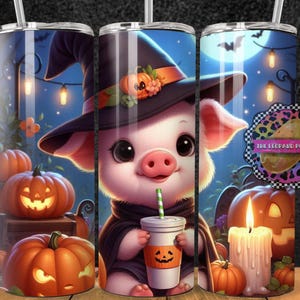 Halloween pig Tumbler Design - 20oz Skinny Tumbler Sublimation Design- Tumbler Wrap- Digital Download
