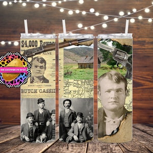 Butch Cassidy Tumbler Design- 20oz Skinny Tumbler Sublimation Design- Tumbler Wrap- Digital Download- PNG- Instant Download-