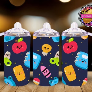 School themed Sippy Cup - Kids Tumbler Design - 12oz Tumbler Sublimation Design- Flip Top Tumbler Wrap- Digital Download- PNG-