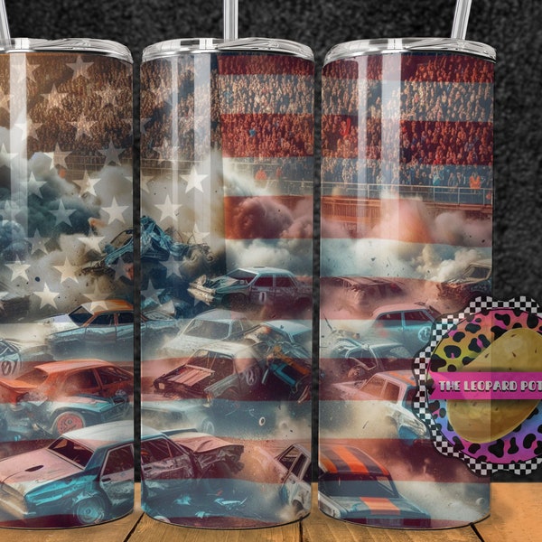 Demolition Derby Tumbler Design - 20oz Skinny Tumbler Sublimation Design- Tumbler Wrap- Digital Download- PNG- Instant Download-