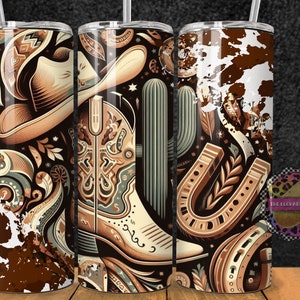 Western Tumbler Sublimation Design: 20oz Skinny Tumbler Wrap (Digital Download)