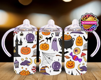 HALLOWEEN Sippy Cup - Kids Tumbler Design - 12oz Tumbler Sublimation Design- Flip Top Tumbler Wrap- Digital Download- PNG-