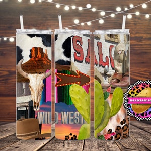 Western Tumbler Sublimation Design: 20oz Skinny Tumbler Wrap (Digital Download)
